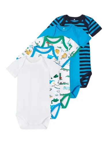 Name It Kurzarmbody Name It Jungen Babybodys im 5er-Pack kurzärmelig (Packung, 1-tlg) mit Druckknöpfen im Schritt, ohne kratzige Halsetiketten