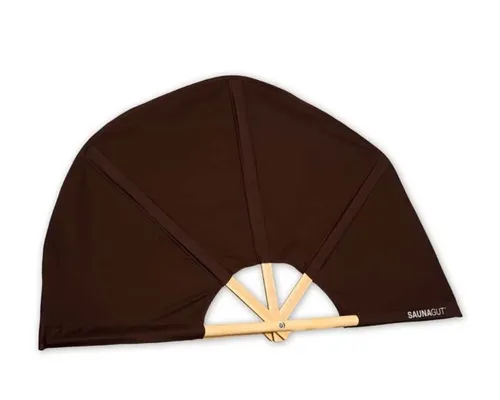 SAUNAGUT® Aufgussfächer Esche KLEIN, dunkelbraun - Saunazubehör: Robuster Faltfächer mit arretierbarem Griff, ideal für gezieltes Verweden der heißen Luft in der Sauna, Made in Germany.