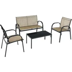 COSTWAY 4 TLG. Gartenmöbel Set – Flexibles Lounge-Set für den Außenbereich - Gartenmöbel-Sets: Komfortables 4-teiliges Set mit einer Doppelbank, 2 Stühlen und einem stabilen Kaffeetisch, ideal für Balkon und Terrasse. Atmungsaktives Gewebe sorgt für angenehmen Sitzkomfort.