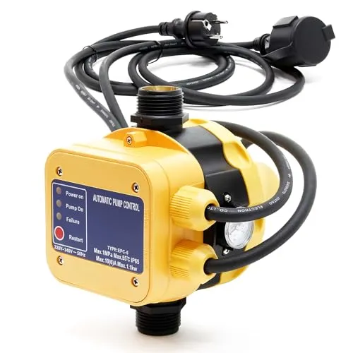 Wiltec Druckschalter EPC-5 230V - Pumpenzubehör mit Trockenlaufschutz für zuverlässige Pumpensteuerung. Ideal für Hauswasserwerke und Kompressoren, einfach zu installieren und langlebig.