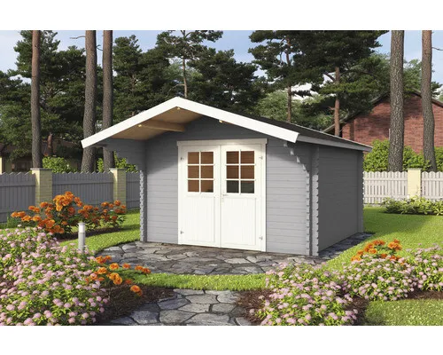 Gartenhaus Viljandi 34 mm Satteldach grau 320x320 cm