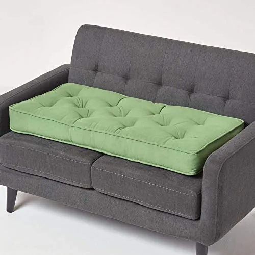 Homescapes Sitzkissen für Zweisitzer-Sofa 100 x 48 cm – Dickes, komfortables Kissen in Grün - Stuhlkissen für Zweisitzer-Sofas, 10 cm dick für optimalen Sitzkomfort und Druckentlastung. Ideal für Ältere und nach Operationen, mit praktischem Tragegriff und in weiteren Farben erhältlich.