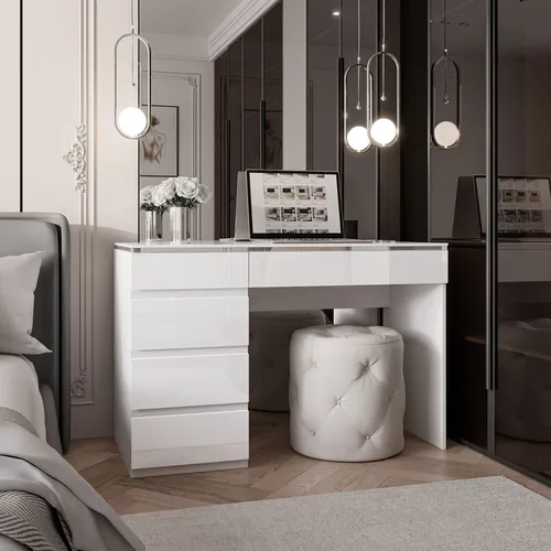 Lookway Schreibtisch AURORA SILVER mit Schubladen, 120 cm in silber von Lukmebel