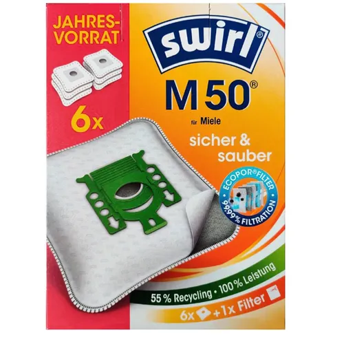 SWIRL M 50 Staubsaugerbeutel 6er Pack für Miele FJM