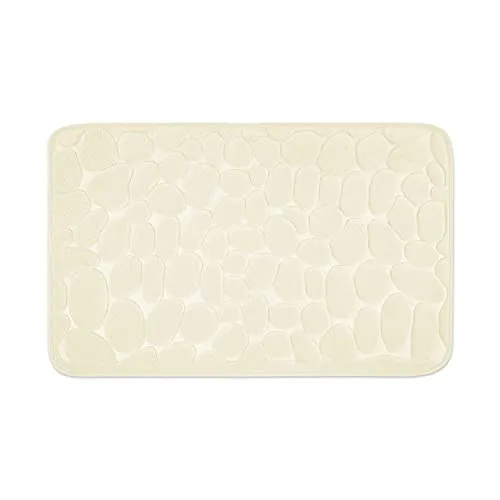WohnDirect Badezimmerteppich mit Memory Foam - Rutschfester Badteppich - Badematte waschbar & schnelltrocknend auch ideal als Duschvorleger - Badvorleger 60 x 100 cm - Creme