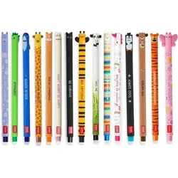 LEGAMI 15er Set Radierbare Gelstifte - Entdecke das kreative 15er Set mit radierbaren Gelstiften in verschiedenen Farben und Tiermotiven. Perfekt für Schule und Büro – Fehler verschwinden im Handumdrehen, ohne das Papier zu beschädigen!