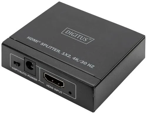 DIGITUS DS-45340 HDMI Splitter - 1x2 UHD 4K 30 Hz, unterstützt EDID-Umschalter und ESD-Schutz für optimale Bildqualität