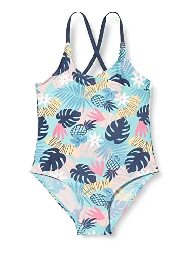 Playshoes UV-Schutz Badeanzug für Mädchen, Tropisch, 110/116 - Badeanzug mit Blumen Allover Muster und Windeleinsatz bis Gr. 86/92. Ideal für sicheren Badespaß mit UV-Schutz und schnell trocknendem Material.
