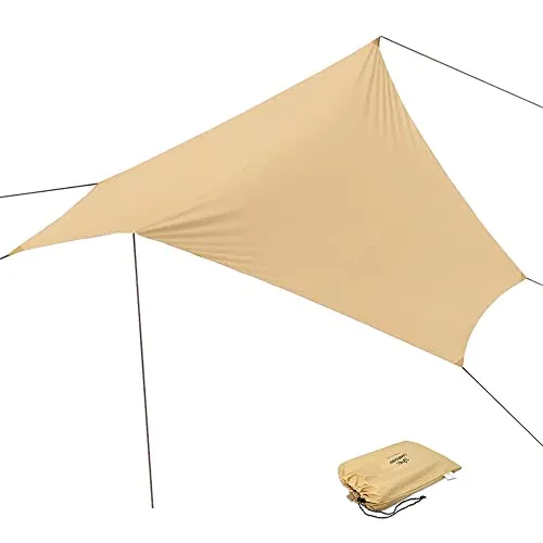 CAMPGURU Tarp Wing Sonnen Segel - 4 m Camping Windschutz - Sonnenschirm & -segel, vielseitig einsetzbar als Sonnen- und Regenschutz, aus strapazierfähiger Baumwoll/Polyester-Kombination, leicht, langlebig und UV-beständig.
