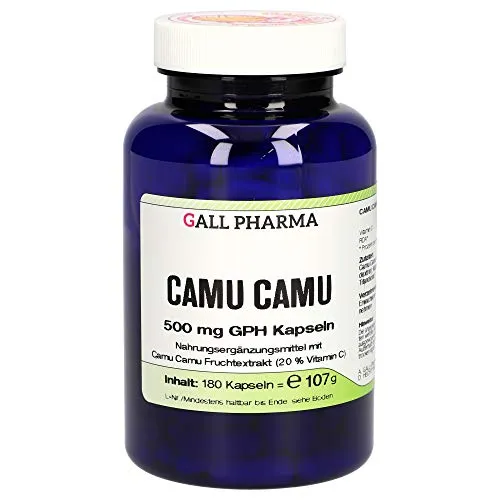 Hecht Pharma CAMU CAMU 500 mg Kapseln - Arzneimittel zur Unterstützung des Immunsystems mit hohem Vitamin C-Gehalt, 180 Kapseln für eine langfristige Versorgung.
