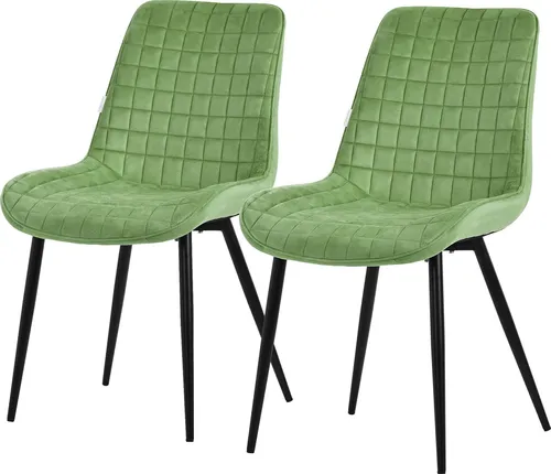 Ml-Design Esszimmerstühle 2er Set, moderne Lounge Küchenstühle in Salbei - Stühle für Esszimmer und Küche, stilvolles Design aus Samt, leicht zu reinigen und ideal für gemütliche Dinnerabende.