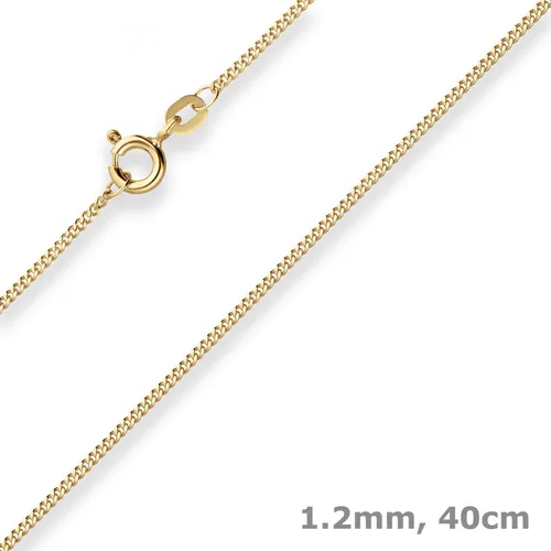 1,2mm Panzerkette aus 585 Gelbgold – 40cm Damen Halskette - Elegante 40 cm lange Panzerkette aus 14 Karat Gelbgold, ideal für jeden Anlass. Hochwertige Verarbeitung und zeitloses Design machen sie zum perfekten Schmuckstück für Damen.