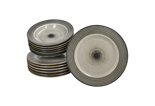 MÄSER Tafelservice Prospero 12tlg für 6 Personen - Stilvolles Porzellan-Tafelservice mit einzigartigem Retro-Design, spülmaschinen- und mikrowellengeeignet, ideal für jede Mahlzeit und jede Gelegenheit.