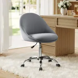 SONGMICS Homeoffice-Stuhl aus Fleece, höhenverstellbar - Grau - Eleganter Schreibtischstuhl für Homeoffice und Schminken, mit komfortabler Schaumstoffpolsterung und stabiler Konstruktion. Höhenverstellbar für individuellen Komfort und vielseitigen Einsatz.