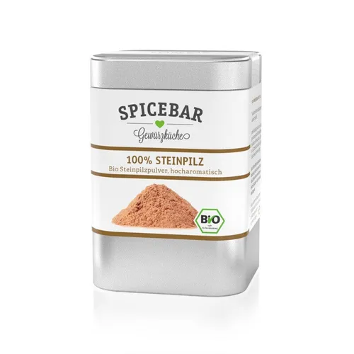 Spicebar 100% Steinpilzpulver, 55g - Bio Steinpilzpulver für hocharomatische Gerichte, ideal zum Kochen und Verfeinern von Speisen, 100% natürlich ohne Zusatzstoffe.