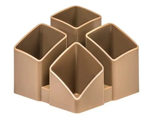 HAN Scala 17450-83 Schreibtischköcher mit 4 Fächern und Kartenständer, verstellbar, erweiterbar, Hochglanz und Premium-Qualität, caramel