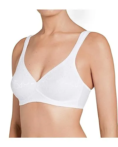 Triumph Elegant Cotton N BH Weiß B 85 Damen - Funktionsunterwäsche: Eleganter Soft-BH ohne Bügel mit hübschem Blumenmuster für maximalen Komfort und natürliche Unterstützung, ideal für den täglichen Gebrauch.