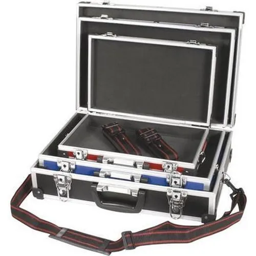 Perel Werkzeugkoffer 3er-Set – Aluminium, mit Tragegurt und Schlüsselschloss - Werkzeugkästen – Robuste Aluminiumkoffer in 3 Größen, ideal für die sichere Aufbewahrung von Werkzeug und Wertsachen, inklusive Schaumstoffauskleidung für optimalen Schutz.