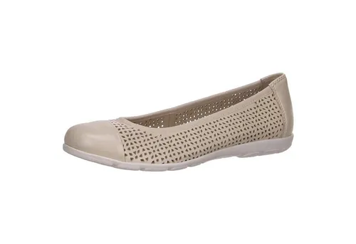 CAPRICE Damen Ballerinas aus Leder mit Lochmuster, Cremefarben, Größe 39 EU - Hochwertige Leder-Ballerinas mit innovativer Sohlentechnologie für optimalen Komfort. Ideal für den Alltag oder besondere Anlässe – vielseitig und stilvoll kombinierbar.