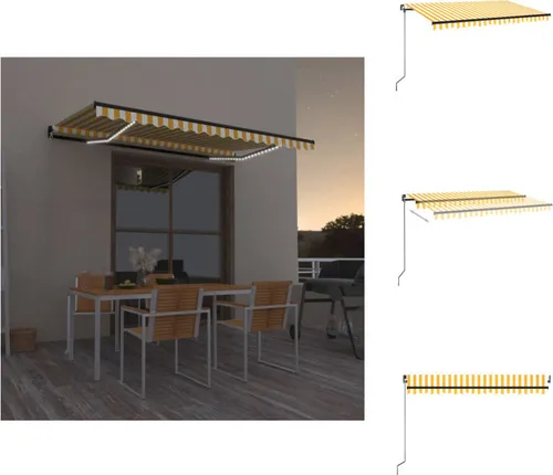 Manuelle Einziehbare Markise mit LED 450x350 cm in Gelb und Weiß