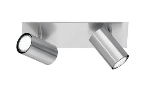 meineWunschleuchte 2-flammiger Deckenstrahler aus Metall Silber matt, Breite 30cm