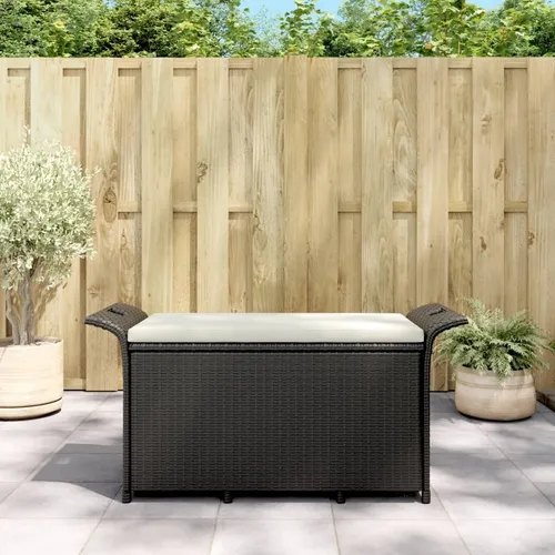 The Living Store Gartenbank Schwarz mit Kissen 116x46x57 cm