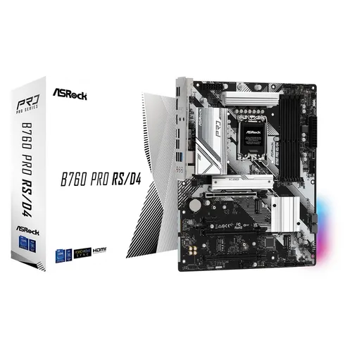 ASRock B760 Pro RS D4 Mainboard - ATX Mainboard mit Intel B760 Chipsatz und 4x DDR4 Speicherunterstützung für leistungsstarke Gaming-Systeme
