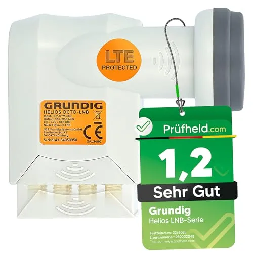 [ Test SEHR GUT, Note 1.2 *] GSS Helios Octo LNB mit LTE Abschirmung & Sun Protect UV Schutz, Digital 8-Fach 4K LMB für 8 Teilnehmer, für Fernseher Sat Receiver, HD 8fach LNC für Satelliten