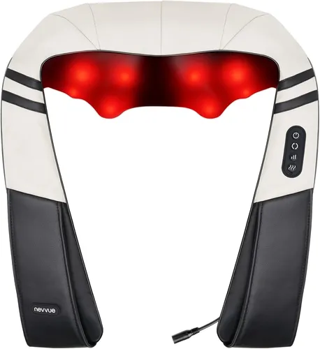 NEVVUE Nackenmassagegerät Shiatsu 3D Massage 3 Intensitätsstufen Wärme Timer