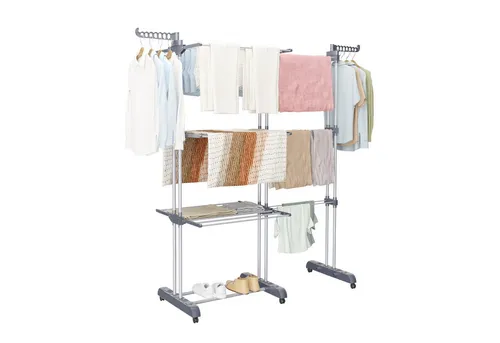 Oak&Tea Wäscheständer XXL Wäscheturm mit Rollen - 4-stufiger Wäschetrockner mit ausziehbaren Flügeln und 360°-Rädern, ideal für bis zu 80 Kleidungsstücke. Maximale Tragfähigkeit von 60 kg für große Wäsche.
