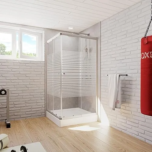 Schulte Eckdusche Sunny - Verstellbereich 75x75 bis 90x90 cm - Eckdusche mit 4 mm Sicherheitsglas und elegantem Silberdesign, ideal für flexible Platzierung in Ihrem Badezimmer. Schiebetüren sorgen für einfachen Zugang und eine angenehme Laufruhe.