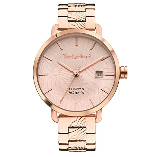 Timberland Alewife TDWLH2101702 Damenuhr - Elegantes Roségold - Damenuhr mit Edelstahlgehäuse und rosegoldfarbener Beschichtung, 5 ATM wasserdicht und mit Datumsanzeige - ideal für stilbewusste Frauen.