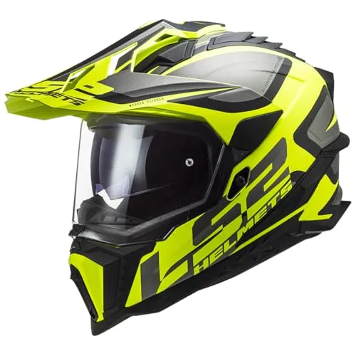 LS2 MX701 Explorer Solid Endurohelm - Weiß - XXL - Motorradhelm aus Hochleistungs-Glasfaserverbundmaterial, extrem leicht und sicher. Mit doppeltem Visier für optimalen Komfort und hypoallergenem Innenfutter für ein angenehmes Fahrgefühl.