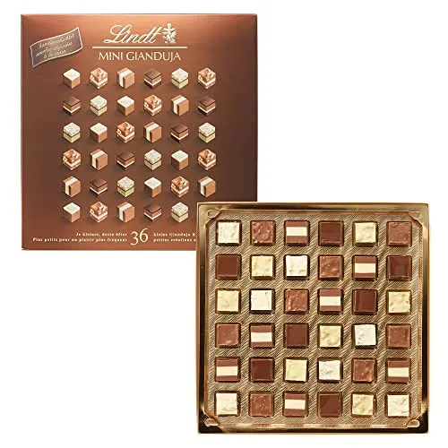 Lindt Schokolade - Nougat Mini Pralinés | 165 g | 36 exquisite Pralinen - Schokoladen-Geschenkideen: 36 handverlesene Nougat Pralinés in 9 Sorten, ideal als Geschenk oder Mitbringsel für jeden Anlass.