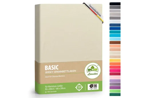 leevitex® Spannbettlaken Spannbettlaken Classic Jersey, Jersey-Baumwolle, Gummizug: rundum, (1 Stück), 100% Baumwolle, anschmiegsam & dehnbar, diverse Größen und Farben