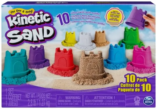 Kinetic Sand Burgenförmchen mit Sand 10er-Set für kreatives Indoor-Sandspiel