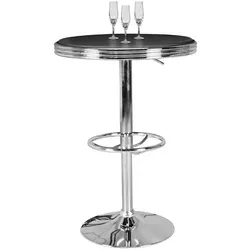 FineBuy American Diner Bartisch rund Ø 60 cm - Bartisch im Retro-Stil mit hochwertigem Kunstlederbezug und verchromtem Aluminiumgestell, ideal für Partys und gemütliche Abende.