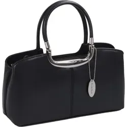 Daniele Donati elegante Damentasche schwarz - Damentaschen, ideal für Beruf und Freizeit mit 3 Reißverschlussfächern und abnehmbarem Umhängeband für vielseitige Tragemöglichkeiten.