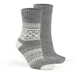 Fellhof Freizeitsocken Alpaka Hygge Socken, 2er Pack (2-er Bündel, 2-Paar, 2 Paar) hoher Alpaka-Woll-Anteil grau 35-38