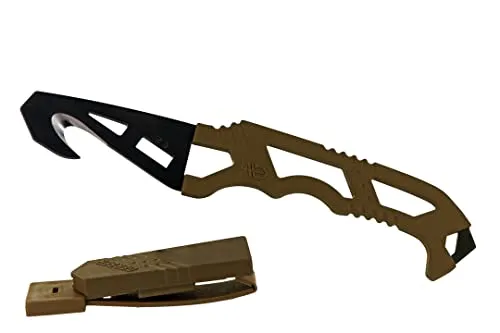 Gerber Gurtschneider, Crisis Hook Knife TAN499, Mit Glasbrecher und Sauerstoffflaschenschlüssel, Klingenlänge: 7,4 cm, Coyote Braun, 30-000590