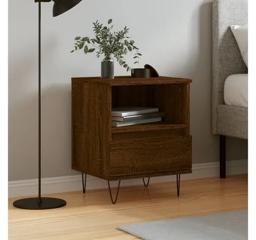 furnicato Nachttisch Beistelltisch 40 x 35 x 50 cm in Braun Eichen-Massivholz Optik