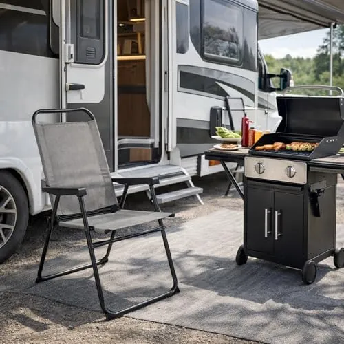 Aluminium Campingstuhl Klappstuhl Anglerstuhl Grau meliert - Camping-Möbel: XL Premium Klappstuhl aus leichtem Aluminium für optimalen Sitzkomfort und hohe Langlebigkeit – ideal für alle Outdoor-Abenteuer!