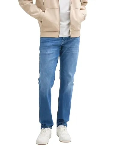 Tom Tailor Tapered Relaxed Jeans - Used Light Stone Blue Denim, 27/30 - Jeans im Five-Pocket-Style mit superflexiblem Baumwoll-Elasthan-Mix für optimalen Tragekomfort. Ideal für lässige Outfits und jeden Anlass.