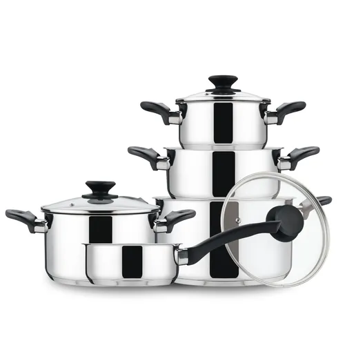 Linnuo Topfset Induktion – Edelstahl Kochtopf Set mit Glasdeckel - Hochwertiges Kochtopf Set aus Edelstahl, geeignet für alle Herdarten, inklusive Induktion. Ideal für gesundes Kochen und lange Haltbarkeit.