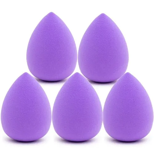 Intirilife 5er Set Make Up Schwamm Beauty Ei Dunkel Lila – Weicher Makeup Sponge für Foundation, Concealer & Puder, Blender, Schminkschwämmchen für Flüssig Make-up & Creme Grundierung