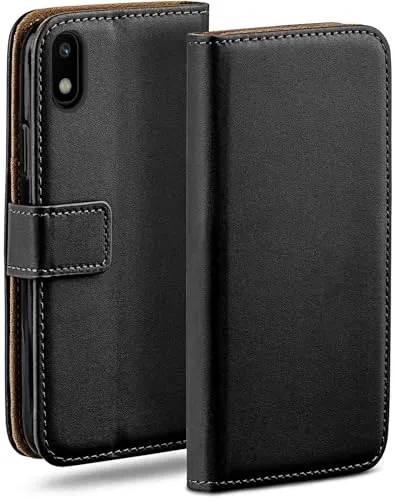moex für Samsung Galaxy A10 Hülle mit Kartenfach, Handyhülle klappbar 360 Grad Schutzhülle, PU Leder Handytasche Samsung Galaxy A10 Klapphülle Flip Case, Schwarz