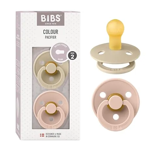 BIBS Colour Schnuller 2er-Pack, BPA-frei, Kirschform Nippel. Naturkautschuk/Latex, Hergestellt in Dänemark. Größe 2 | 6+ Monate | 2-Pack, Vanilla/Blush