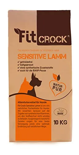 cdVet Fit-Crock Hundefutter trocken Sensitive Lamm Mini 10 kg, getreidefrei
