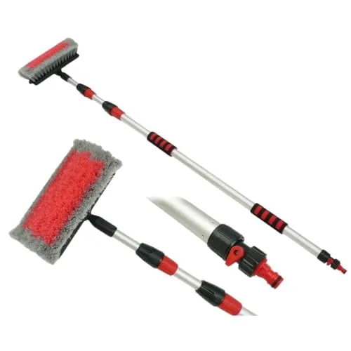 CARCOMMERCE Waschbürste Bürste - Autowaschbürste mit Teleskopstiel - Teleskop Reinigungsbürste ausziehbar für KFZ, Booten, Photovoltaik-Panels (130-300cm)