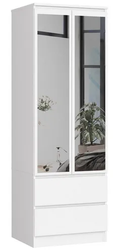 Raumhirsch Kleiderschrank Weiß 60x180x51 cm - Moderner Kleiderschrank mit elegantem Design und praktischem Soft-Close-Mechanismus. Ideal für kleine Räume, bietet er viel Stauraum und sorgt für Ordnung in Ihrem Schlafzimmer.